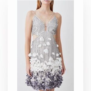 Karen Millen White and Gray Floral Dress